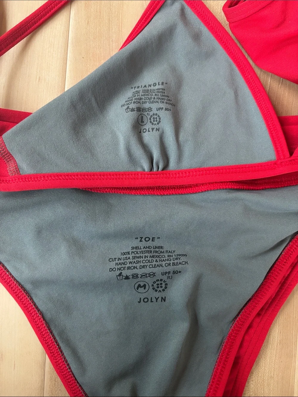 Jolyn Clothing Red Triangle Bikini Set